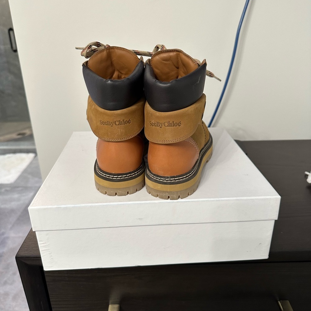 See By Chloe Brown Suede Lace-Up Boots - Picture 3 of 3